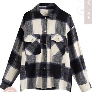 Plaid navy shacket